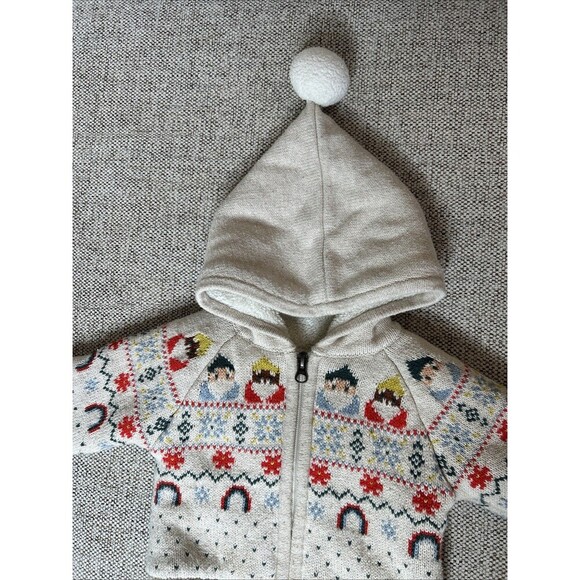 Hanna Andersson Baby Gnome Sweater Jacket Cardigan Full Zip Hooded Sherpa 6-12 m - Picture 9 of 10